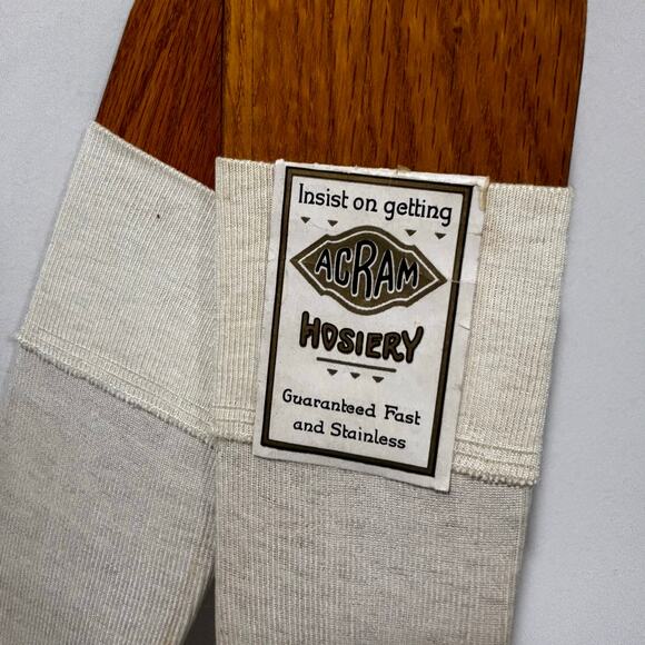 Vintage child’s Acram hosiery on wooden sock stretchers rustic primitive pair - Picture 6 of 6